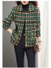 Women's Korean-Style Plaid Wool Jacket - Loose Short Fit, Trendy Autumn/Winter 2025 Collection