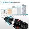 25+3 Torque Cordless Portable Electric Impact Drill Screwdriver Household Efficient Woodworking DIY Power Tool