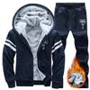 Men's Winter Thick Velvet Hoodie & Jacket Set - Warm & Casual Sportswear