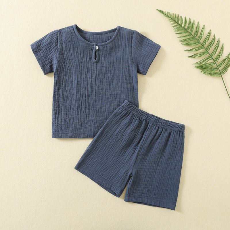 Children's Clothing Summer Men's Short Sleeved Top Shorts Women's Sleepwear Thin