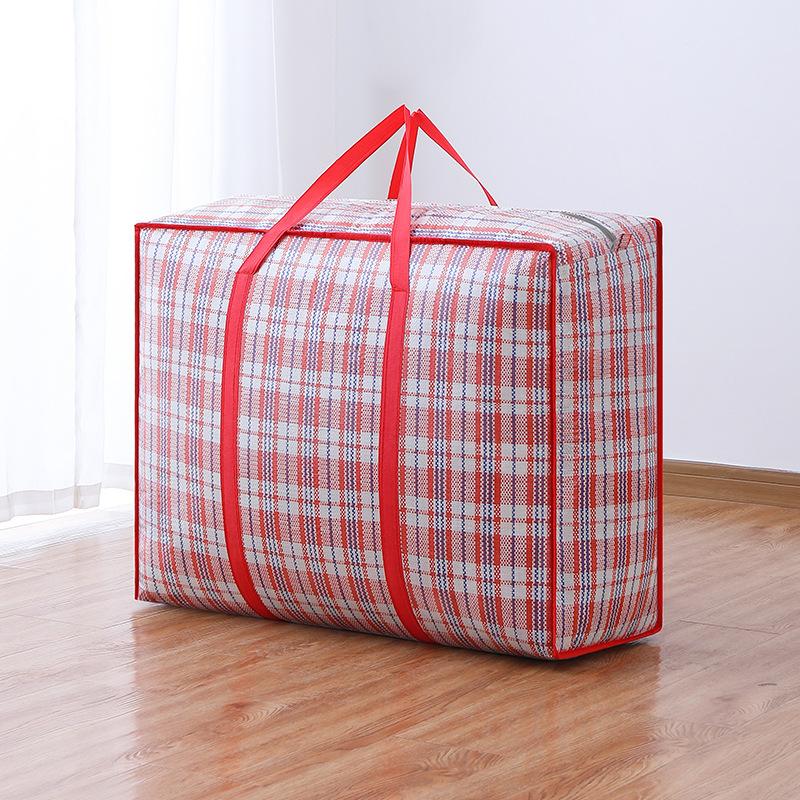 Plaid Zippered Storage Bags - Foldable Clothes for Home Travel
