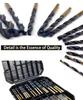 99PCS Drill Bit Set 1/16" To 3/8" High Speed Steel Drill with Plastic Storage Case Premium HSS Black Gold Coated Twist Hex Shank