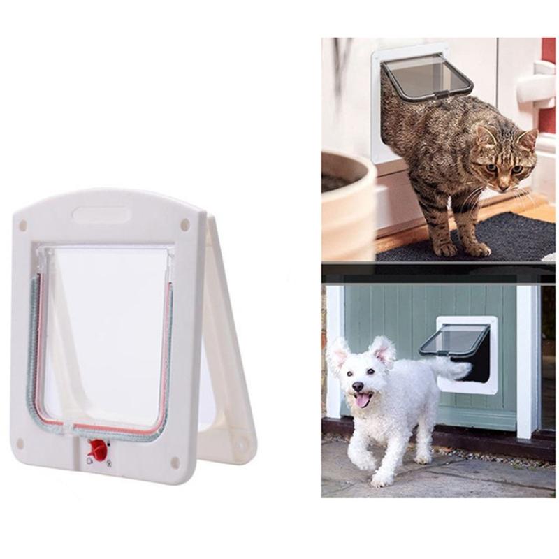 1Pc Cat Dog Flap Door With 4 Way Locking Kitten Small Pet Dual Entry And Exit Door Weatherproof Pet Safety Doors Weatherproof