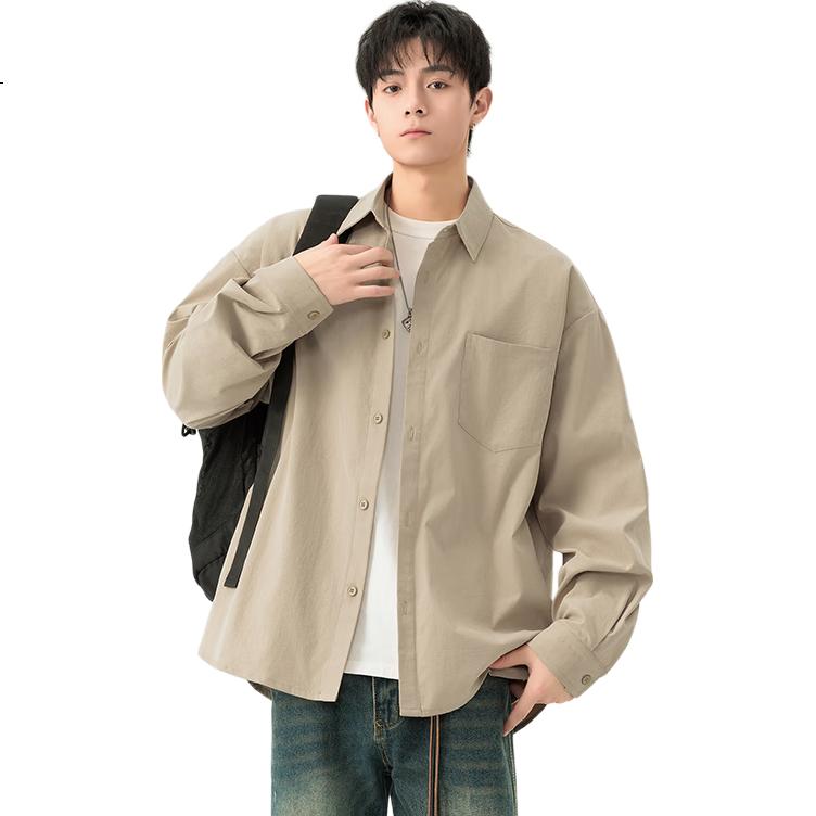 Foss Phil Men's Short Sleeve Shirt Spring Summer American Style Lightweight Solid Color Casual Jacket