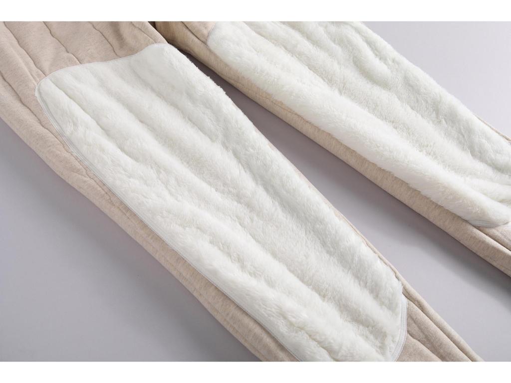 Men's High-Waist Wool Knee Pad Winter Pants - Thick, Cozy Cotton for Cold Weather