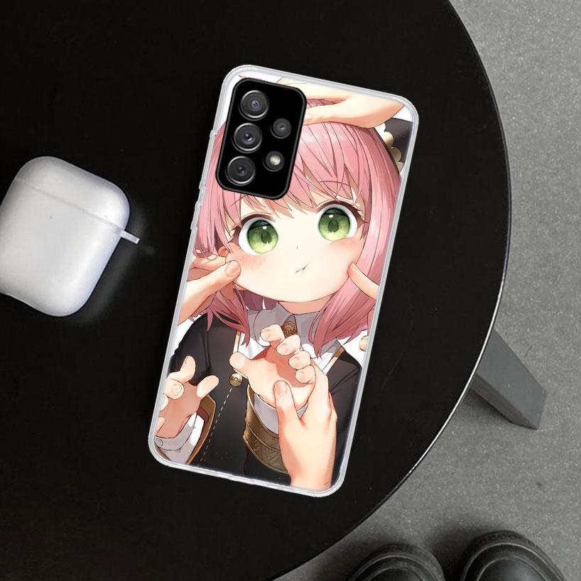 Anime S-Spy Family Anya Phone Case Cover for Samsung Galaxy A12 A22 A32 A52 A72 A02S A51 A50S A31 A20S A10S Note 20 Ultra 10 Plu