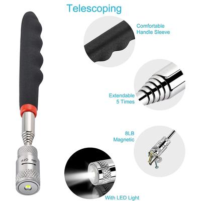 Stilo magnetic telescopic pentru prelucrarea metalelor Instrument la îndemână Capacitate de magnet pentru ridicarea șurubului de piuliță Tijă de ridicare reglabilă Stick Mini stilou