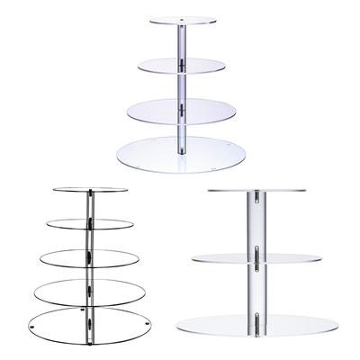 Soporte Redondo para Magdalenas de Acrílico de 3/4/5 Niveles Transparente Soporte para Magdalenas de Cumpleaños Soporte para Exhibición de Postres Para Boda Cumpleaños Fiesta de Navidad