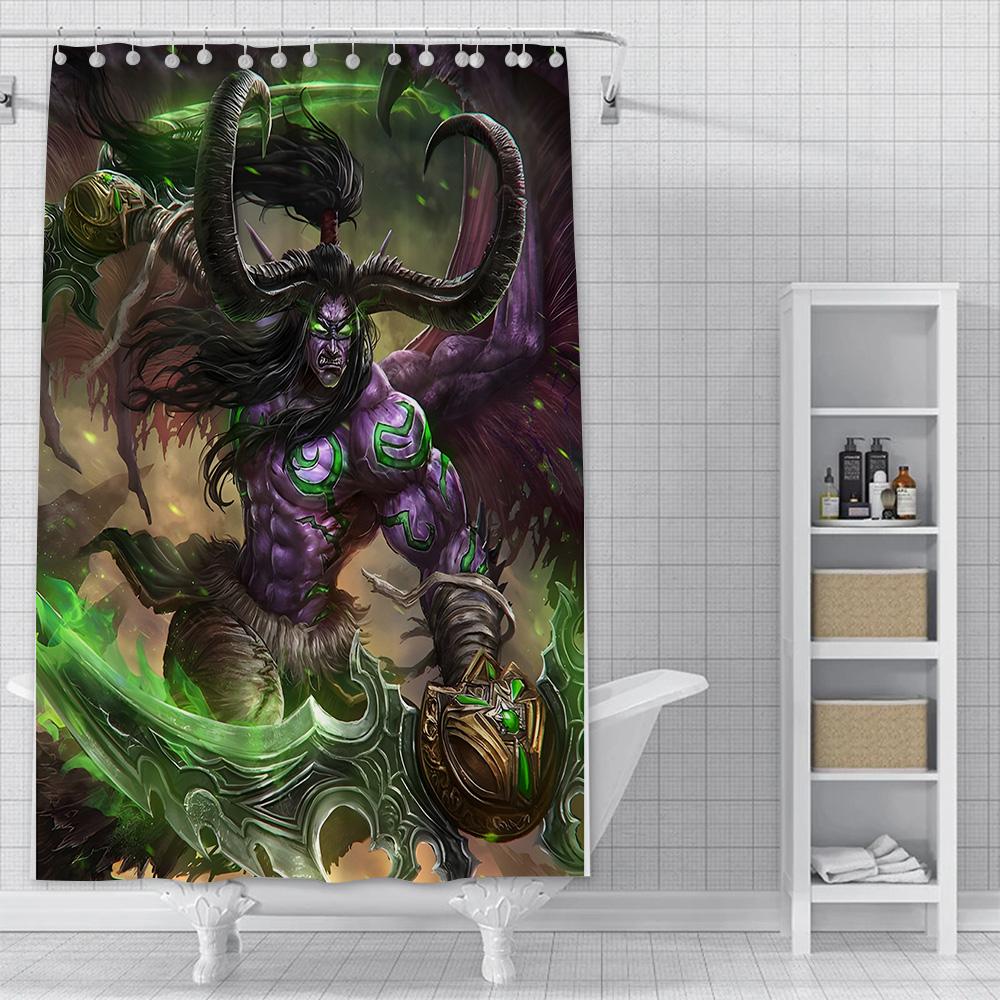 Shower Curtain Waterproof Polyester Fabric Paint Colorful Bath Curtains World Of Warcraft Home Bathroom Decor Curtain With Hook