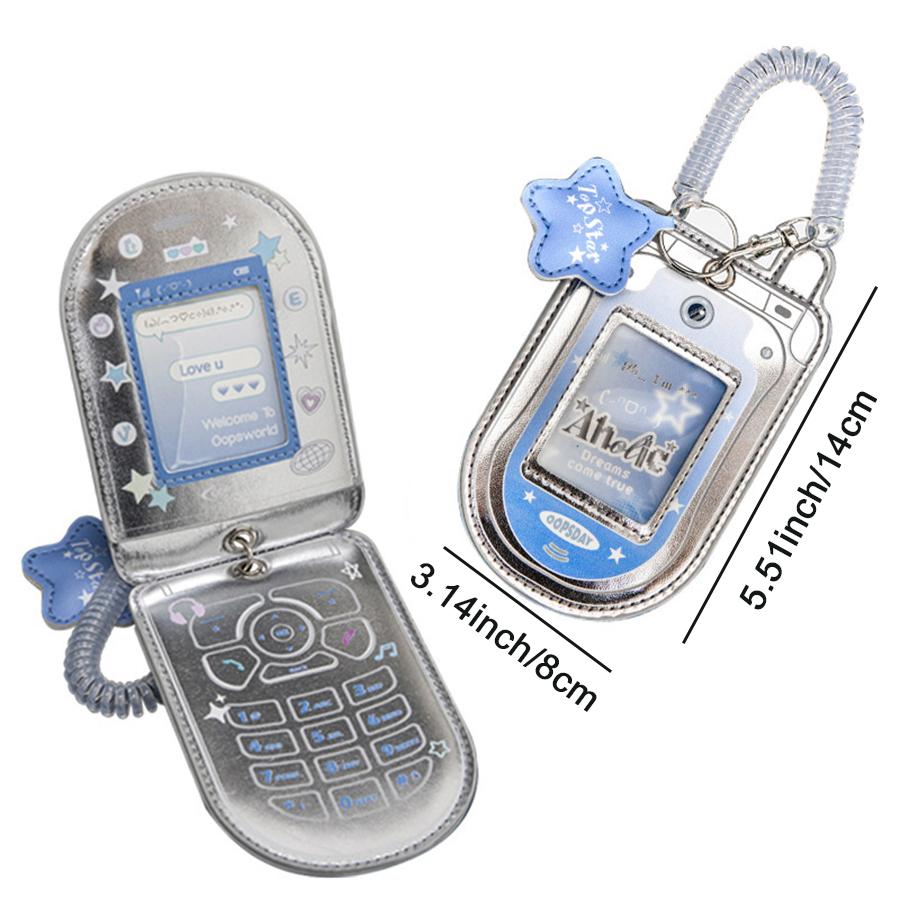 1 Peça Estrela Fofa Kpop Porta Photocard Chaveiro Forma de Telefone Celular Porta Cartão de Foto Chaveiro Capa Protetora de Cartão