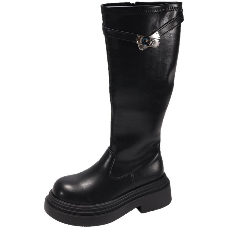 [Fanfna] Long Boots 2025 Autumn New High-end Lock Versatile Thick-soled Height-increasing and Thin Knight Boots