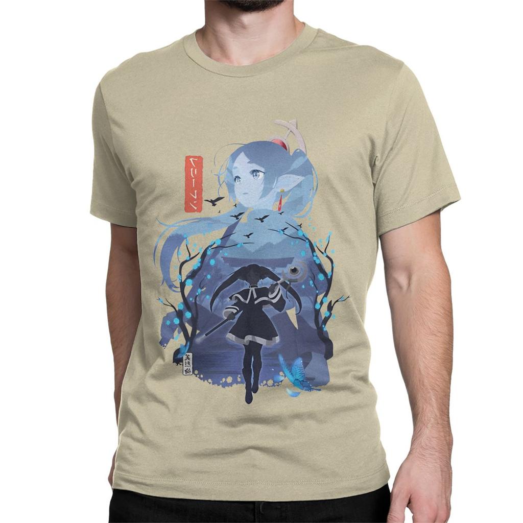 Frieren Silhouette Journeys End TShirt Men Women Sousou No Frieren Novelty 100 Cotton Tees Round Collar T Shirts 6XL Clothes
