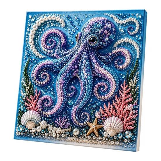 Easy Faux Pearl Crafting Project Ocean Painting Kit, Marine Life 3D Art DIY Beginner Friendly Kit Sea Turtle Fish Picture Craft Set for Adults,