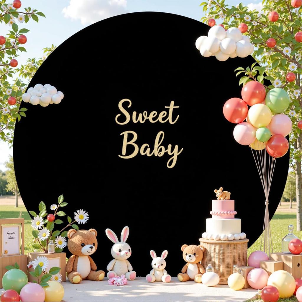 White Round Photography Backdrop Cloth Cover Baby Shower Birthday Party Wedding Decor Photo Backdrop Cloth Circle Background