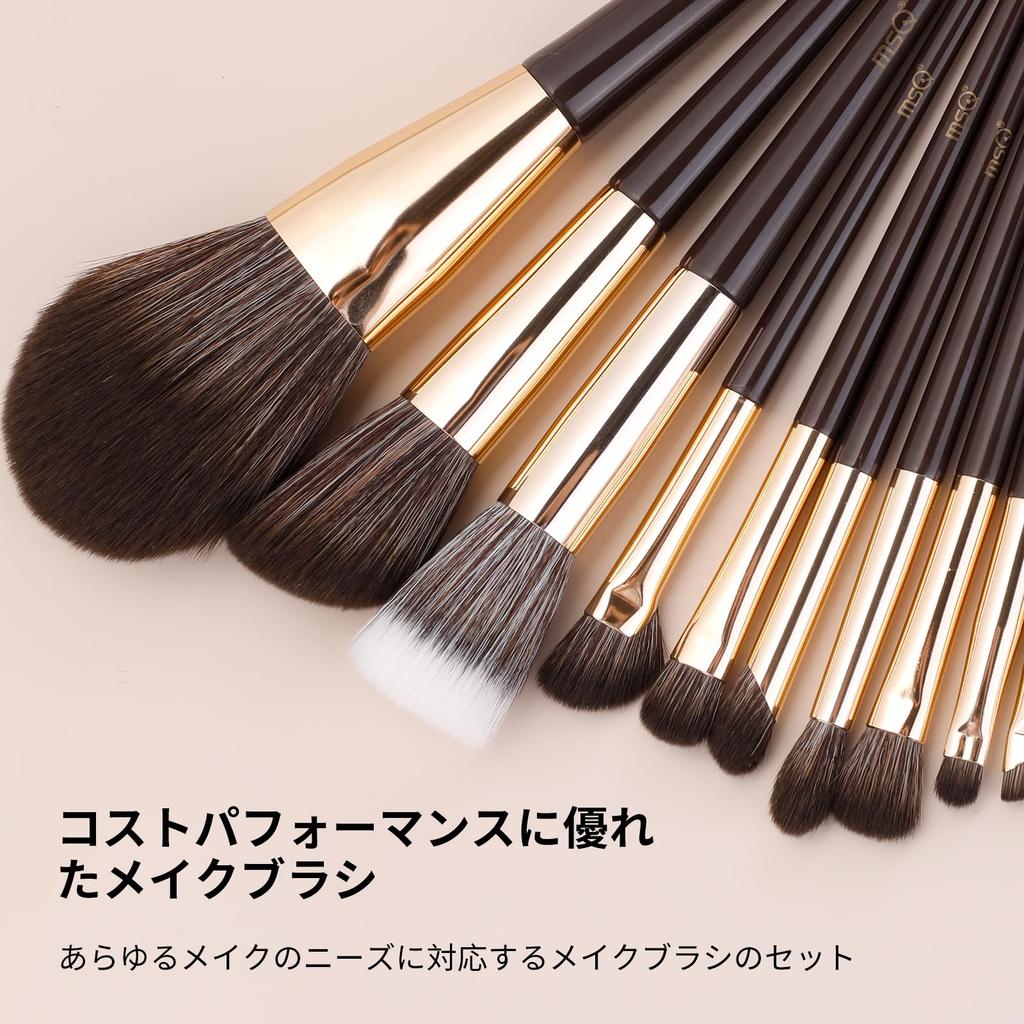 MSQ Makeup Brush Set with Cosmetic Premium Fiber Makeup Brush Includes Concealer Eyeshadow Foundation and More for Everyday Use 10-Piece Pouch,