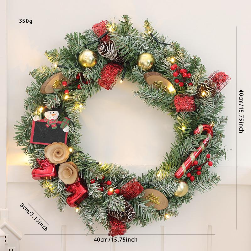 Christmas Wreath 35/40cm Pre-made Door Hanger, Festive Holiday Decoration for Home Entrance Xmas Decor