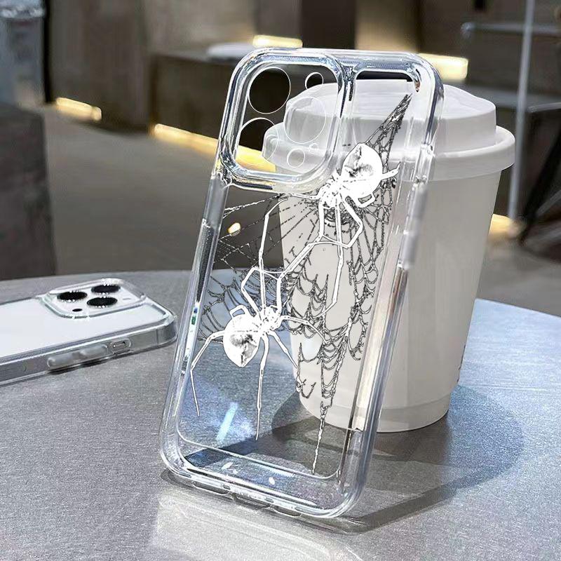 Case For iPhone 16 Cases iPhone 15 Pro Max Case Spider Pattern Clear Crystal Case For iPhone 14 13 12 11 XS XR X 7 8 Plus Cover