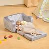 2-in-1 Kids Sofa, Foldable Toddler Soft Couch with Armrests, Made of 28D Sponge & Short Pile, Convertible Toddler Chair To Lounger, Kid Couch Fold Out