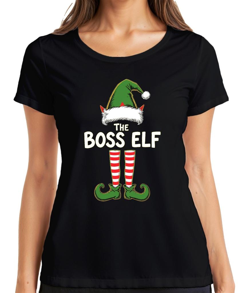 The Boss Elf Christmas Elf Santa Hat Elf Boots Humor Unisexs Tshirt