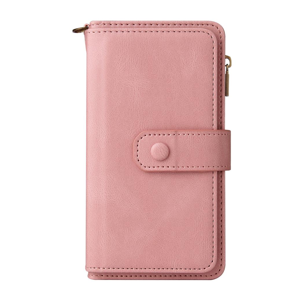 Flip Zipper Magnetic Card Solt Leather Wallet Case For iPhone 17 Pro Max 16 Plus 15 Plus 14 13 12 11 Shockproof Hand Strap Cover