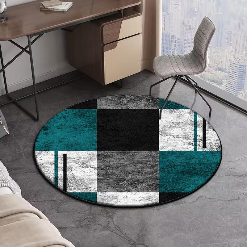 European Geometric Round Carpet Living Room Decoration Home Sofa Chair Side Foot Mat Bedroom Bedside Rugs Washroom Floor Mat