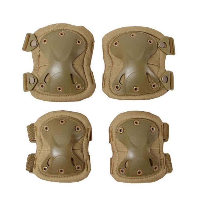 Camouflage Tactical Knee & Elbow Pads Set: 4-Piece Gear for Combat, Training, Riding & Sports Protection