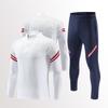 Mens Womens Soccer Training Kit Set Long Sleeve Half-Zip Hoodie Sports Jersey Uniform Breathable Quick-Dry