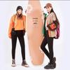 2022 Autumn/Winter Women's Black Slimming Fleece Camellia Denim Pants - Thick, Warm, Skin-Friendly