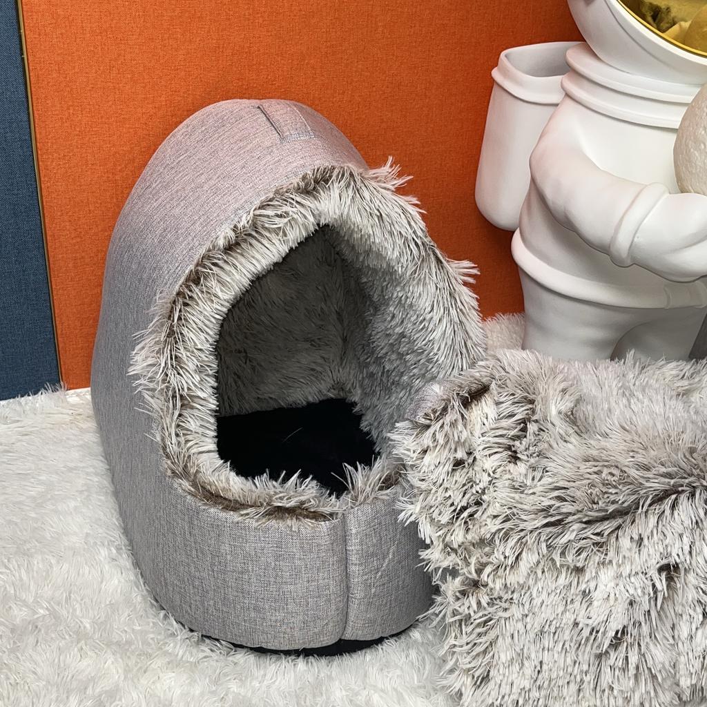 New Winter Cat Bed Cozy Cave Nest for Deep Sleep Indoor Pet House Comfort Mat Small Dog Basket