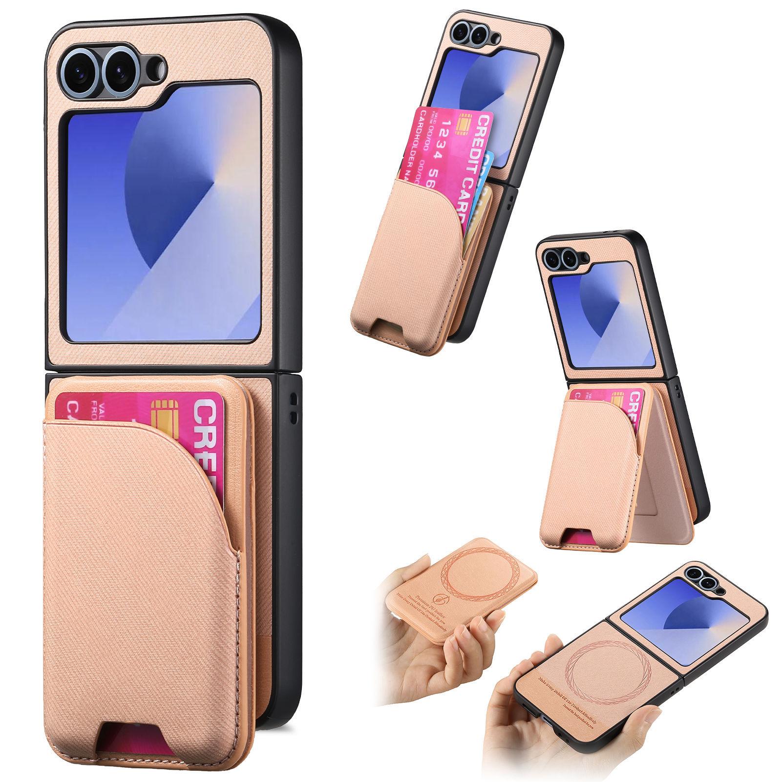 

Leather Magnetic Wallet Phone Case for Samsung Galaxy Z Flip 7 fe 6 5 4 3 with Detachable Card Holder 2 in 1 Cover Galaxy Z Flip3 5G
