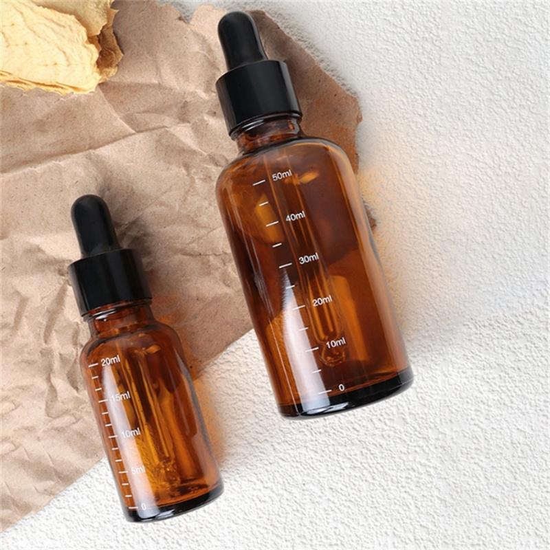1 st 10 ml 50 ml 100 ml Bärnstensfärgade Droppflaskor Med Skala Reagens Ögondroppar Aromaterapi Vätskeflaska Reseåterfyllningsbara Flaskor