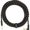 Fender Shield Cable Deluxe Series Instrument Cable, Straight/Angle, 18.6', Black Tweed 08
