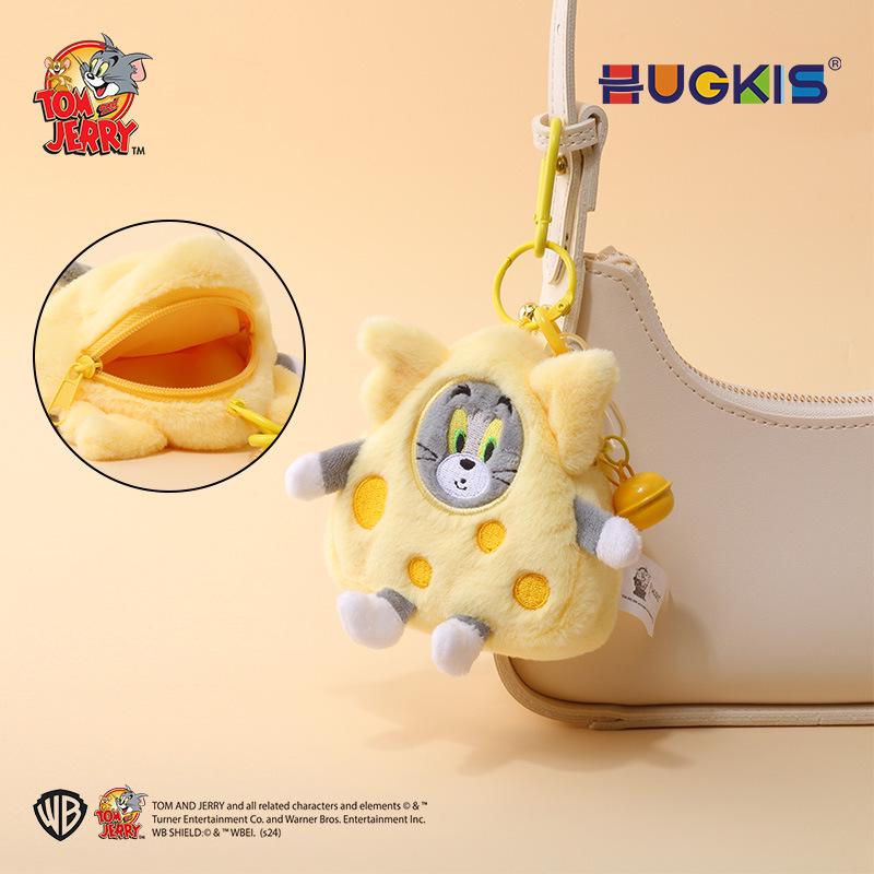 Tom and Jerry Cartoon Plush Coin Purse & Keychain with Bell