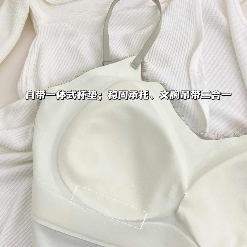 Lace Sexy Pure Sling Vest Women's Bottom Free Bra Skinny Comfortable Back Underwear Top Trend