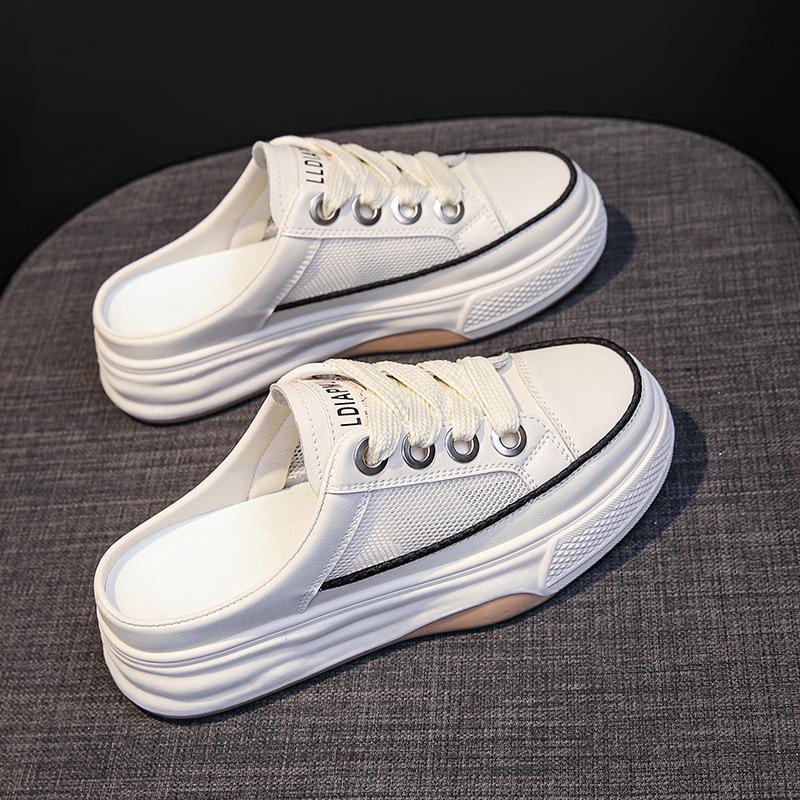 

Новые полушлепанцы на танкетке с увеличением внутренней высоты, женские универсальные, на толстой подошве, ленивые, сетчатые, на танкетке, с закрытым носком, сандалии 40 бежевый