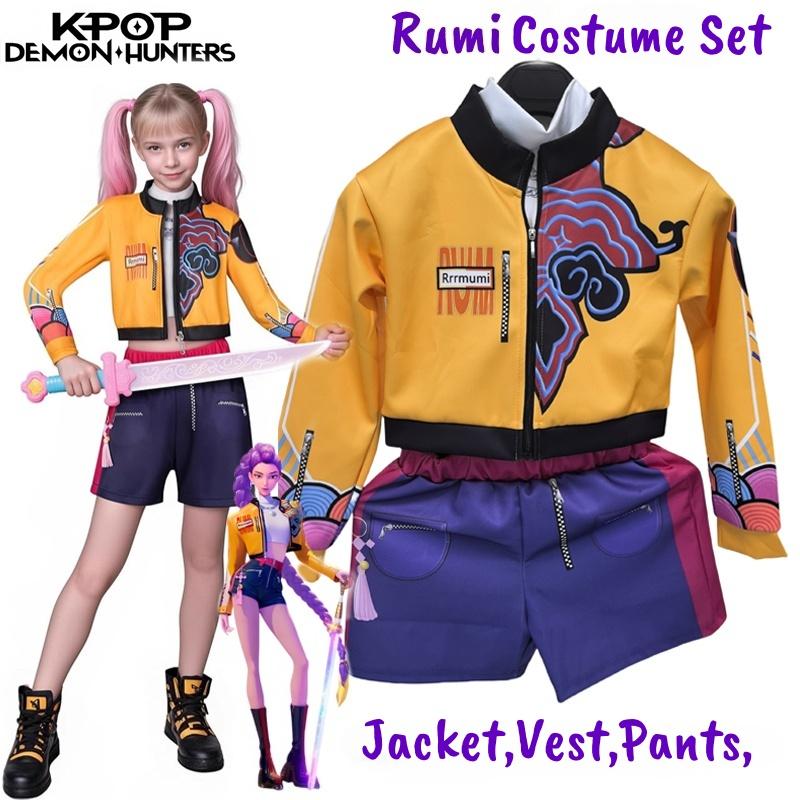 K-Pop Rumi Zoey Mira Lovci démonů Cosplay Kostým pro dívku Halloween Pódium Vzor s 3D potiskem Oblečení pro hraní rolí