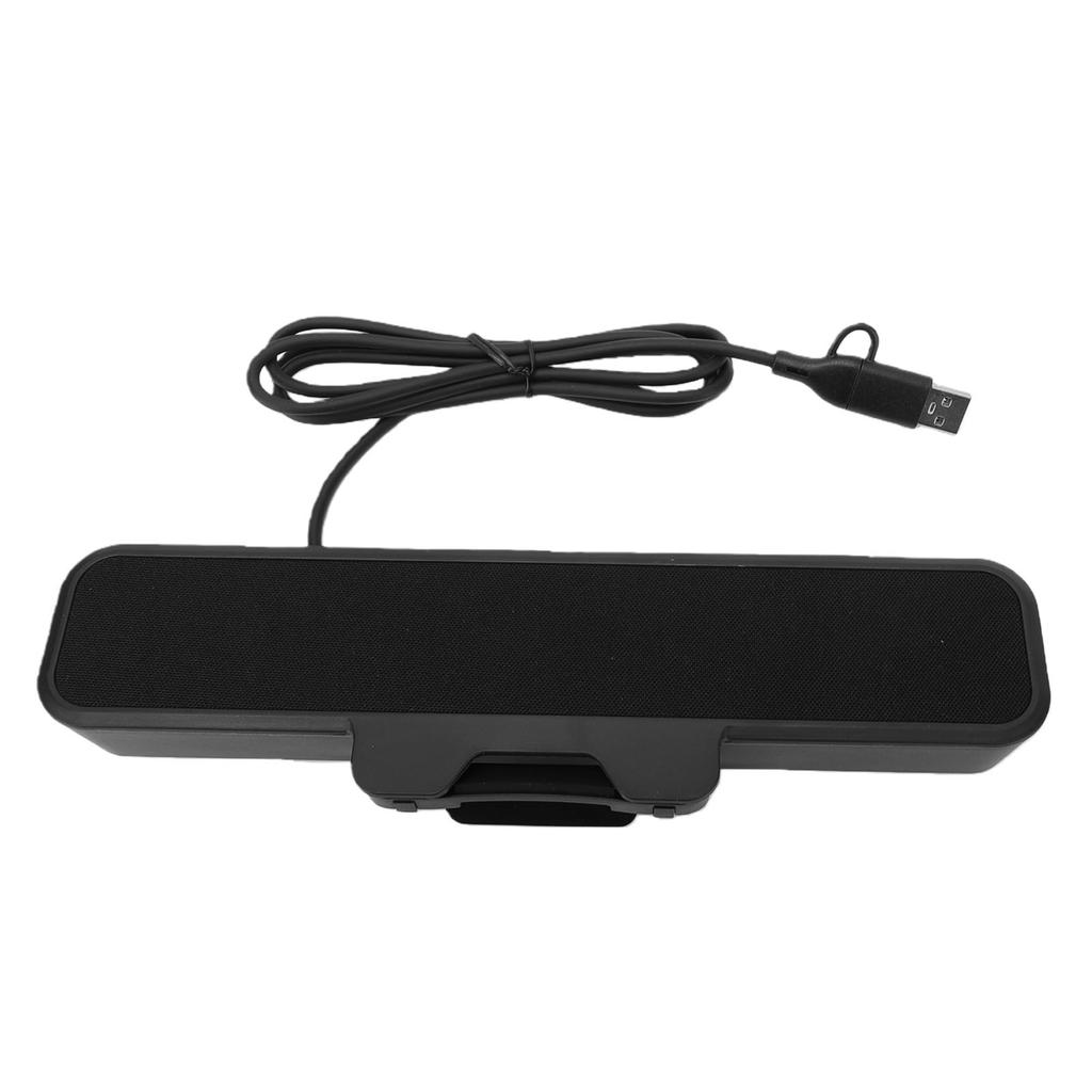 10W Clip On PC Speaker USB A USB C Wired Stereo Speaker Bar for Desktop Computer with Volume Control Mute Key