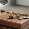 Miniature Cat Figurines for Fairy Gardens Teacup Statue, Cute Brass Dog Figurine, Collectible Desktop Pet Statues Collectable Animal DIY Craft,