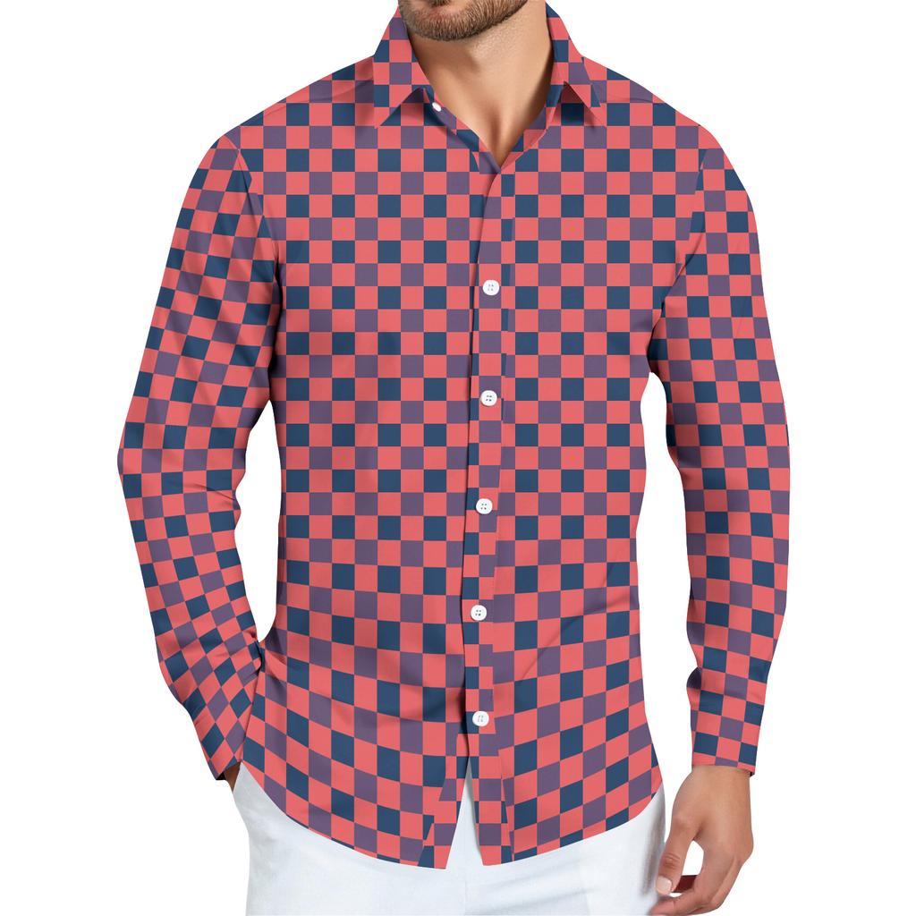 Men's Striped Print Long Sleeve Button-up Shirt