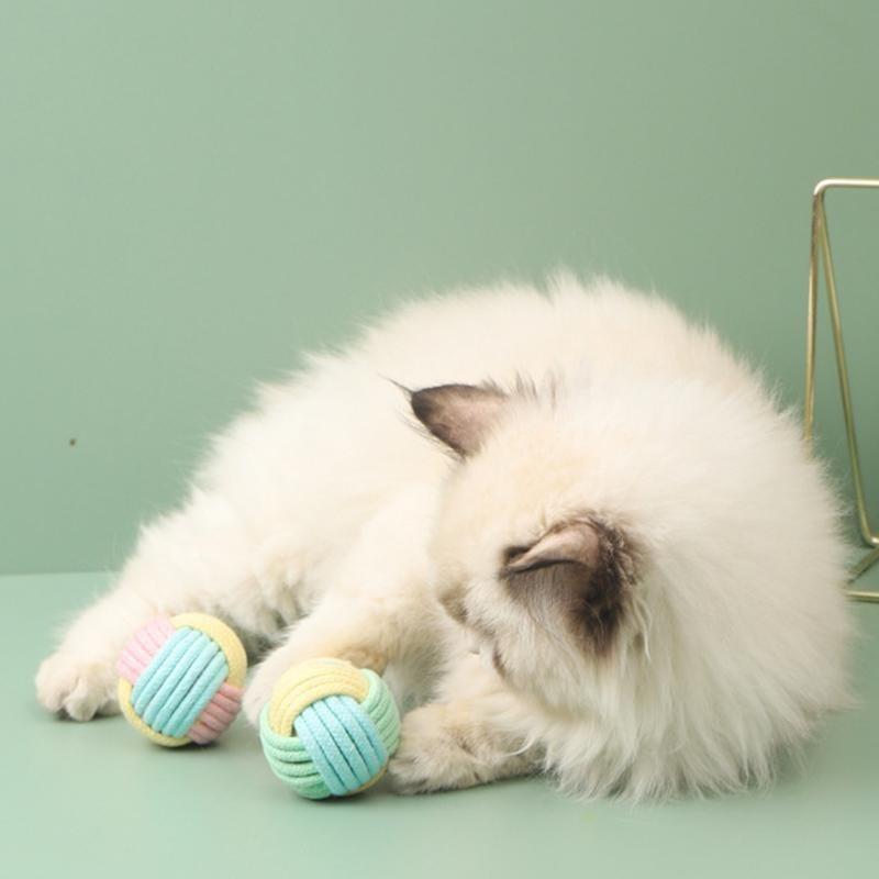 Interactive Cotton Rope Toys Ball for Cats Accessories Pet Toy Cotton Ball Chew Cotton Rope Knot Ball Training Interactive Toy