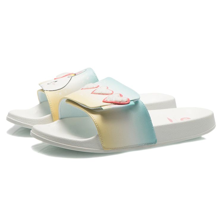 Li Ning Line Friends Trendy Slippers EVA Slide Sandals Unisex Footwear White Blue AGAR011-4