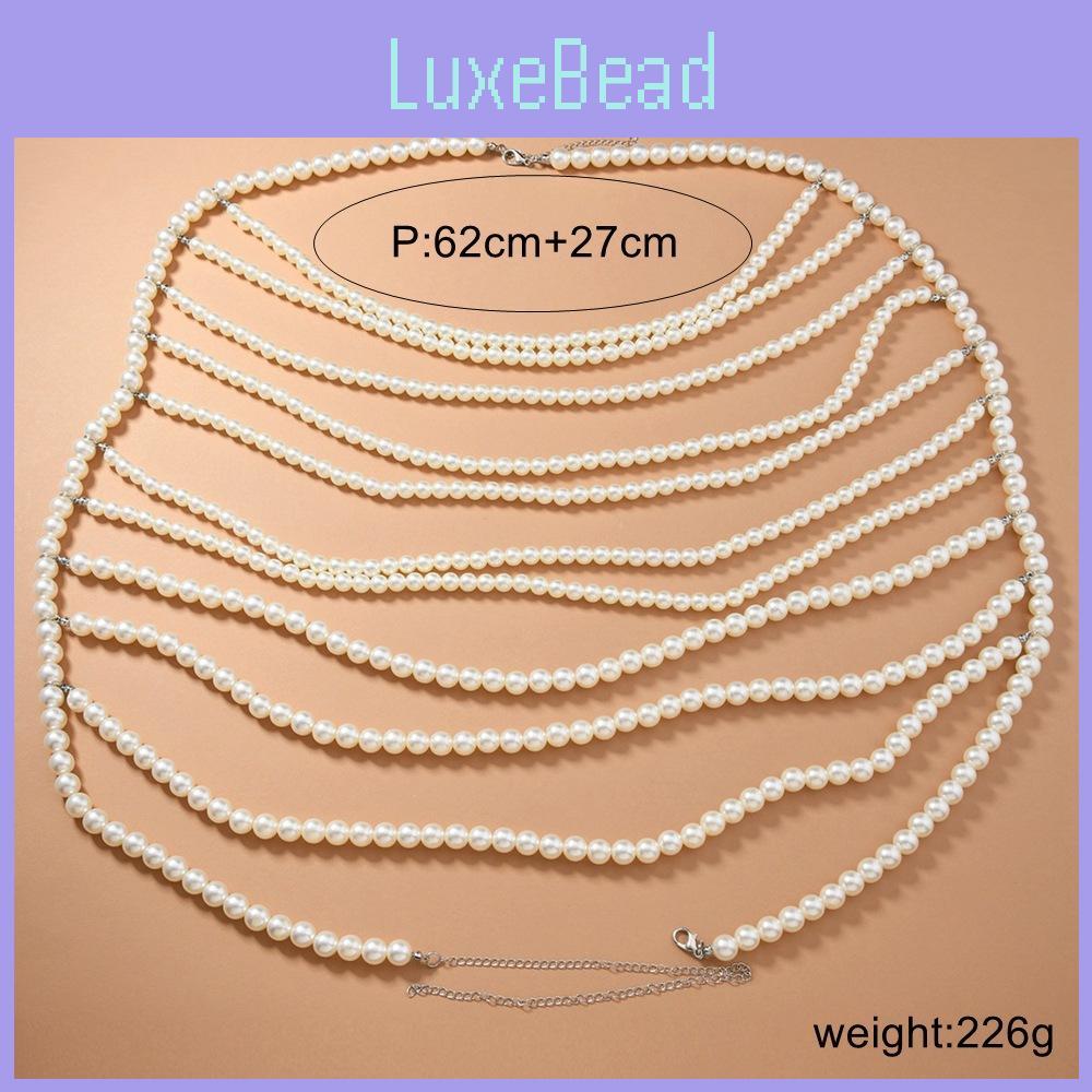 Body Boho Chain Necklace Accessory With Pearl Beads For Fashion Women