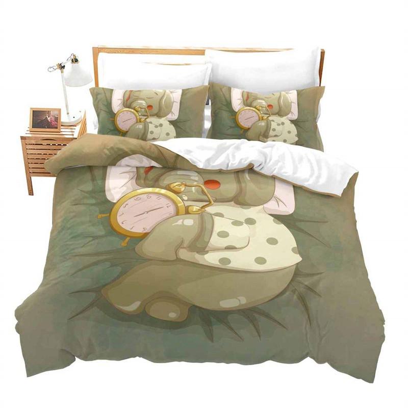 

Kids Elephant Duvet Cover Cute Animal Bedding Set Full Size For Boys Girls Kawaii Room Decor Soft Microfiber EU single(135x200cm)