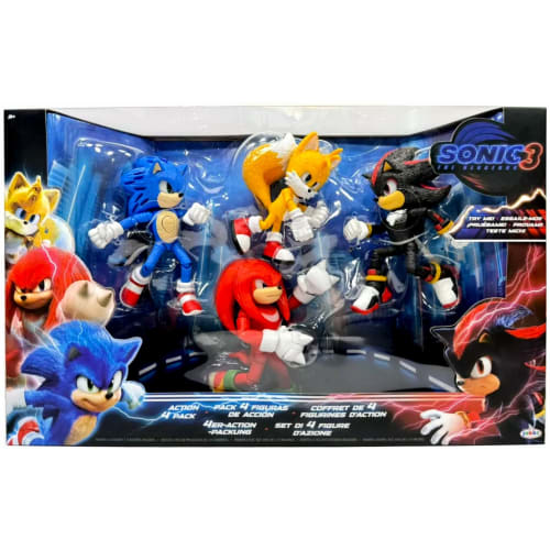 Sonic the Movie 3: Sonic & Shadow TOKYO MISSION Jakks Pacific 5-inch Action Figure 4-Pack (Sonic & Tails & Knuckles & Shadow) Movie 3 Game Tokyo Missi