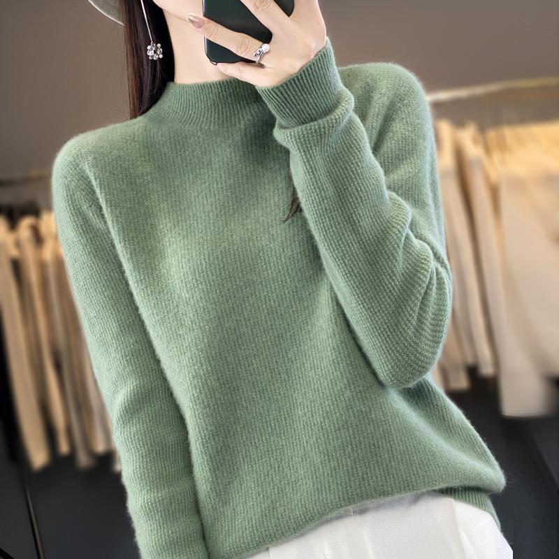 

Женский кашемировый свитер Qinghe кашемир 30% кашемир 70% шерсть осенне-зимний кашемировый пуловер мягкий и теплый L зелёный