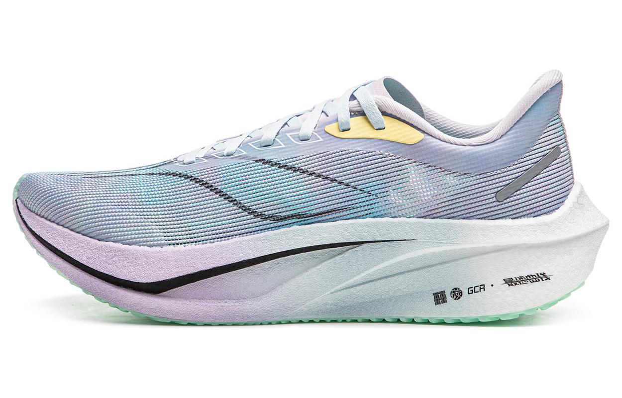 Мужские беговые кроссовки Li Ning Feidian 4 Challenger, низкие, цвет: Туманный фиолетовый/Веро Розово-фиолетовый/Флуоресцентный ледяной голубой, ARMU005-13 45
