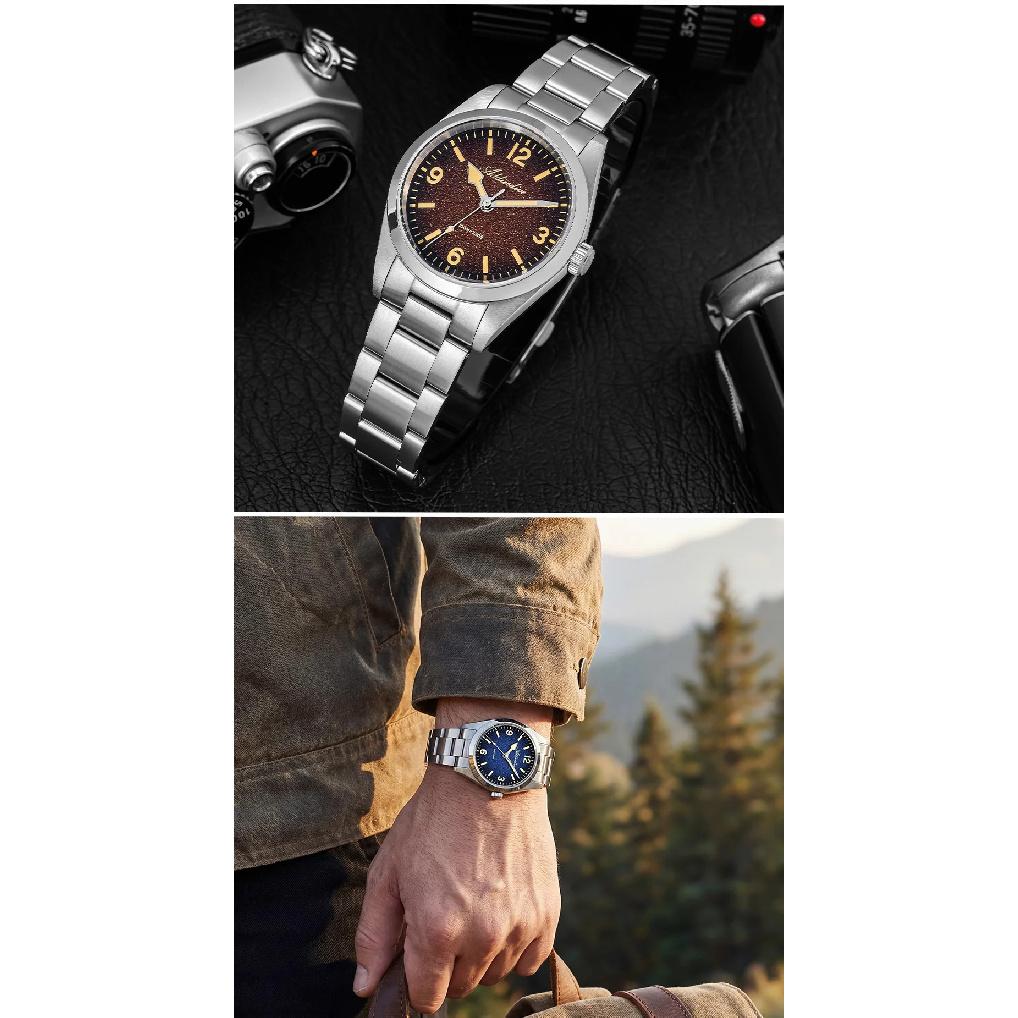 ADDIESDIVE Men’s Waterproof Quartz Watch AD2544 316L Stainless Steel C3 Retro Luminous Sapphire Fashion 37MM Wristwatch For Men