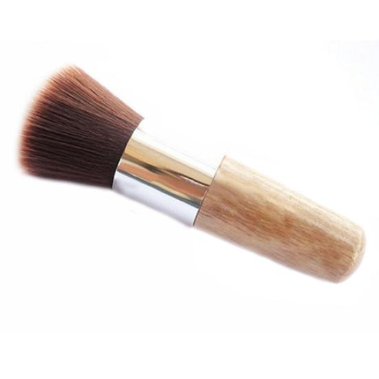 Wooden Handle Flat Top Buffer Blush Foundation Powder Brush Cosmetic Makeup Tool