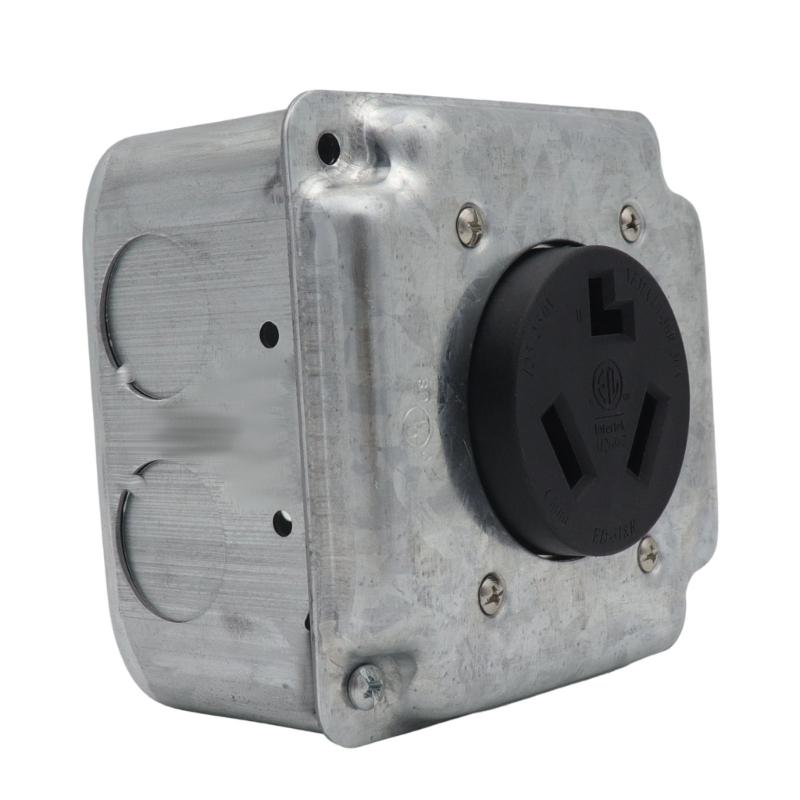 Industrial 30A Electrical Outlet Installation Kit NEMA 10 30R with Junctions Box & Sliding Cover for Wiring Use