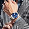ABORNI Men's Watches Business Double Calendar Wristwatch Fashion Diamond Diamond-cut Mirror Steel Quartz Men's Watches